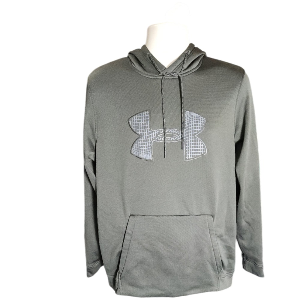 UNDER ARMOUR Men's Large Hoodie Dark Green Pullover Sweatshirt Big Logo L